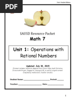 Unit of Study #1 Operations With Rational Numbers 15-16