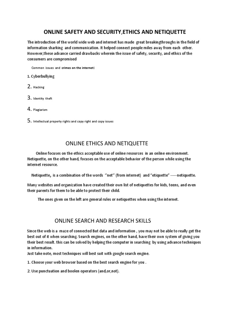 Online Safety and Security PDF