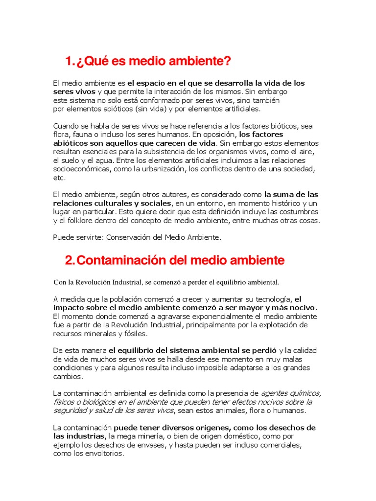Definición y Conceptos del Medio Ambiente | PDF | Entorno natural