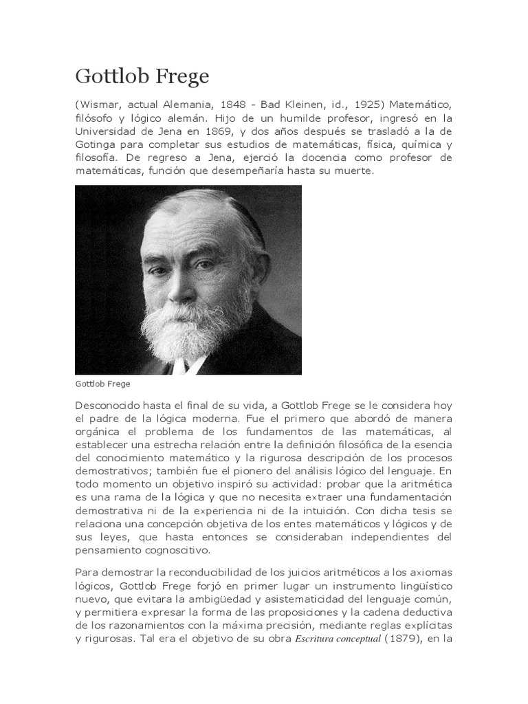 Padre de la Lógica Moderna | PDF | Gottlob Frege | Razonamiento