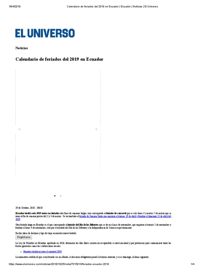 Ecuador Cuantos Dias De Feriado Quedan En 2019 Metro Ecuador