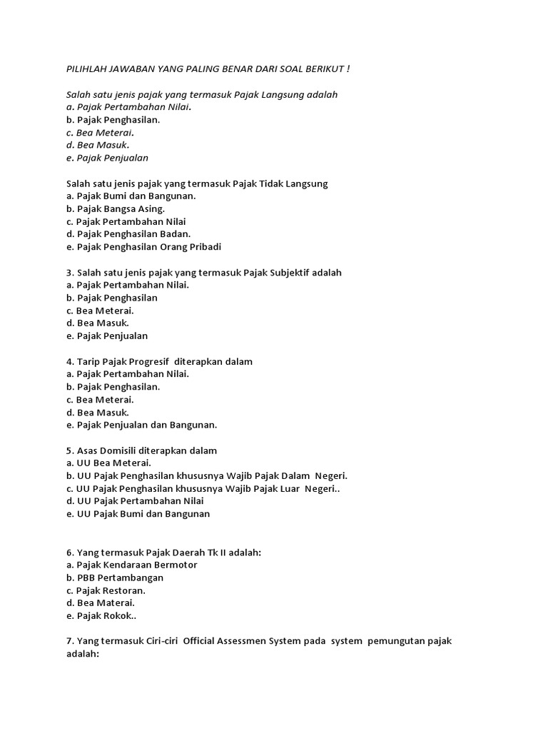 Soal Dan Jawaban Bea Materai Peranti Guru