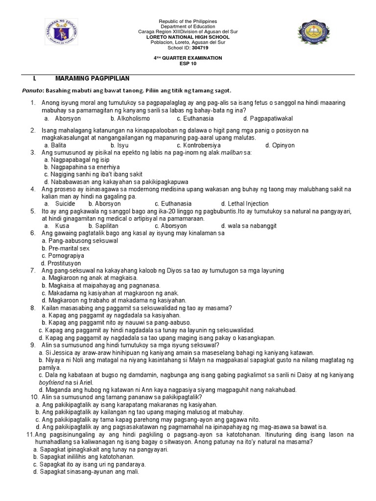4th Quarter Exam