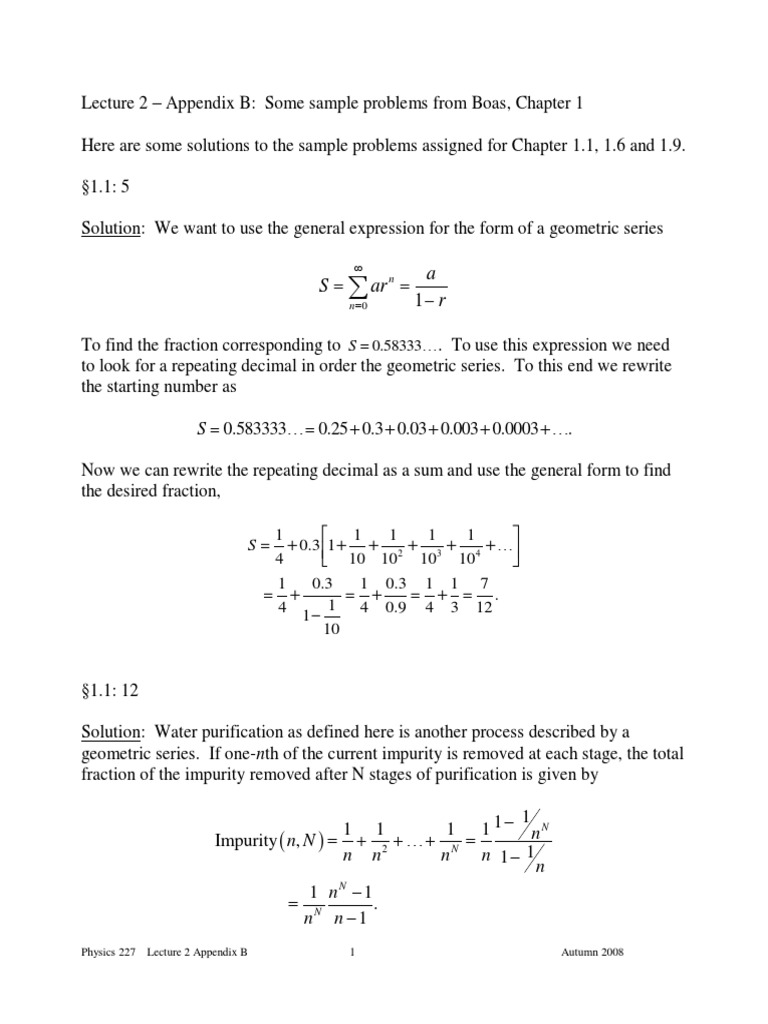 Physics 227 Lecture 2 Problem Solutions | PDF | Series (Mathematics ...