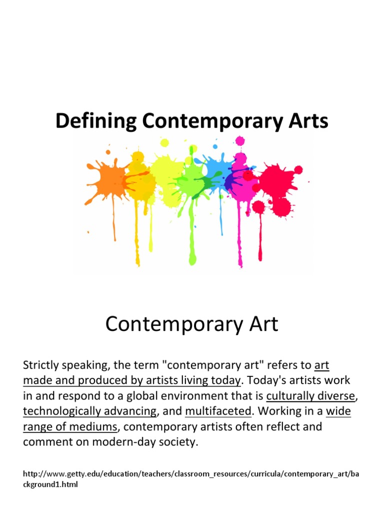 Defining Contemporary Arts PPT 1 PDF Contemporary Art Psychology