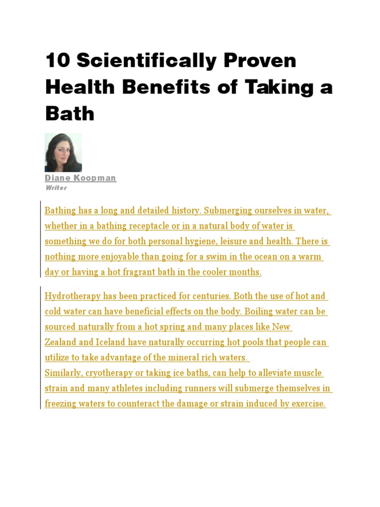 10 Scientifically Proven Health Benefits of Taking A Bath | PDF ...