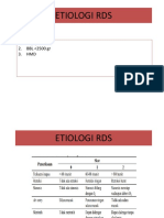 Etiologi RDS: 1. Bayi Prematur 2. BBL 2500 GR 3. HMD