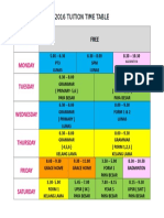 Sunday: 2016 Tuition Time Table