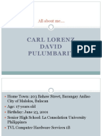 Carl Lorenz David Pulumbarit: All About Me