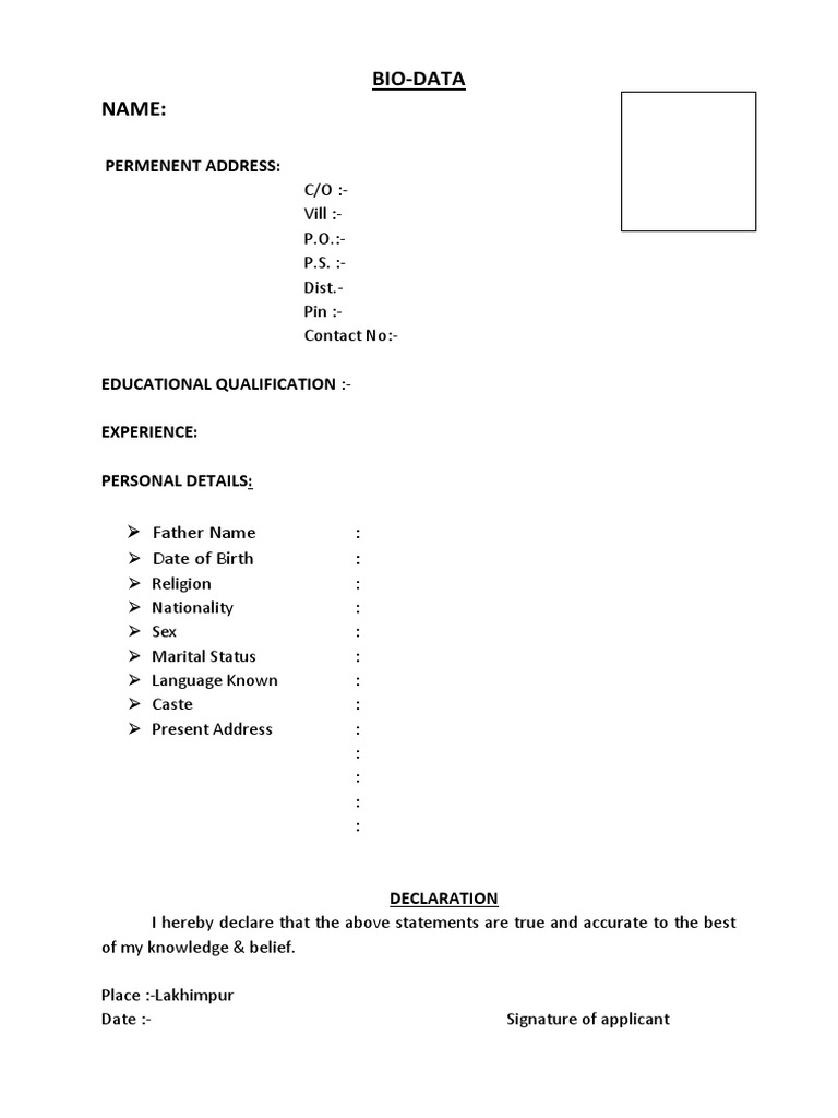 BIO Data NewW | PDF