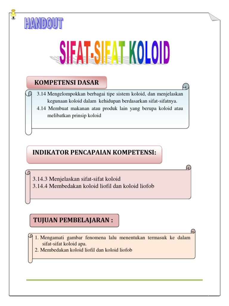 Handout Pertemuan 2 Sifat Sifat Koloid
