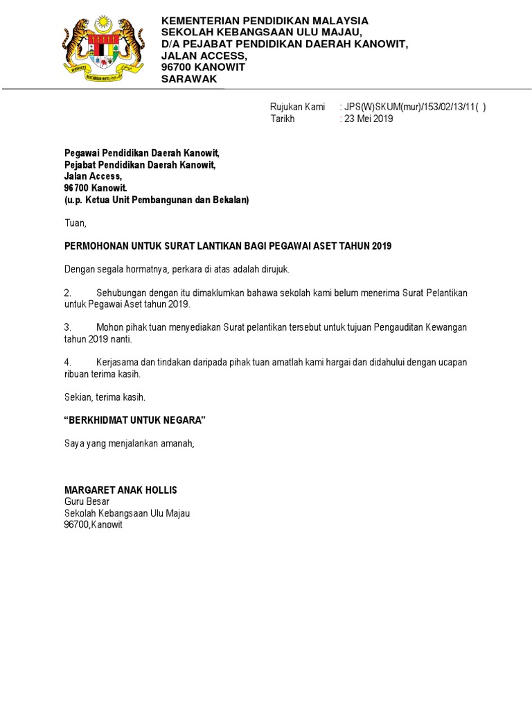 Surat Lantikan Pegawai Aset Pdf