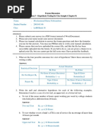 Hypothesis Testing - One Sample Test