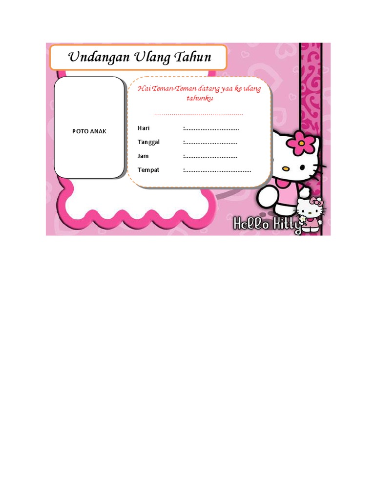 Contoh undangan ulang tahun anak tema hello kitty bisa di Contoh undangan ulang tahun anak tema hello kitty bisa di