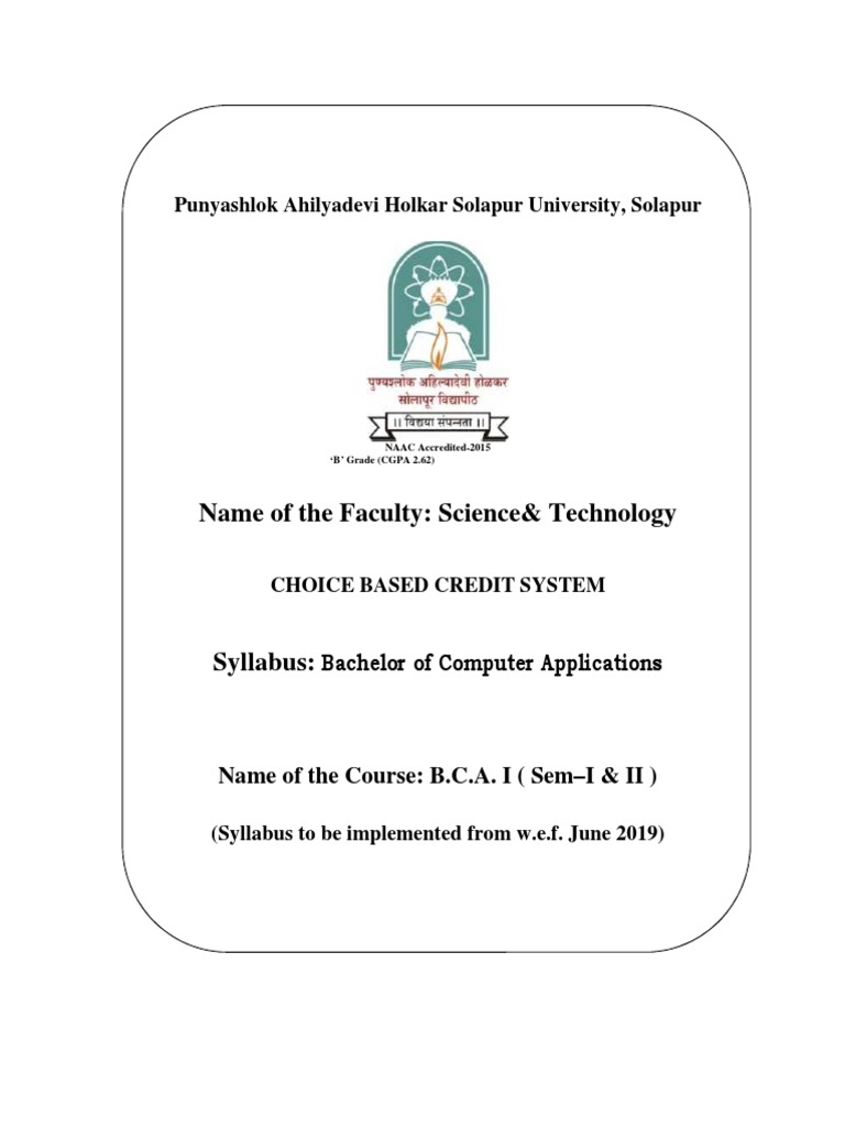 BCA (Science) Part I CBCS Syllabus 2019-20 PDF | PDF | J Query ...