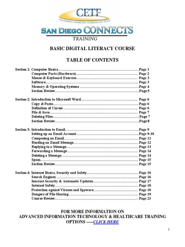 Basic Digital Literacy Course PDF | PDF | Computer Virus | Usb Flash Drive