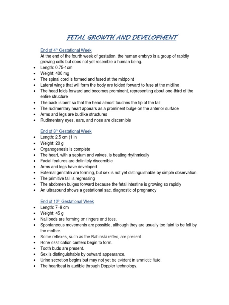 Fetal Growth and Development | PDF | Fetus | Anatomy