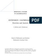 Extension 1 Mathematics Exercises and Answers: Bridging Course in Mathematics