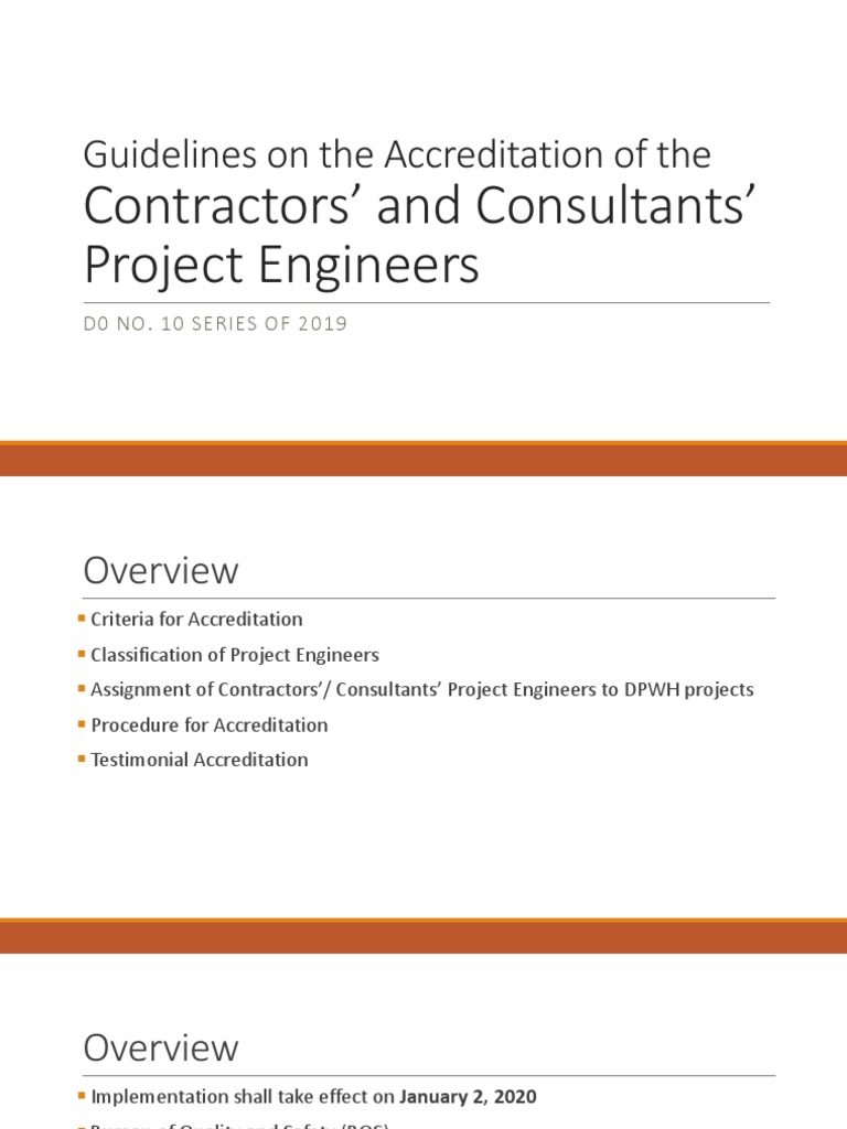 DPWH Project Engineer Accreditation Guide | PDF | Engineer | Identity ...
