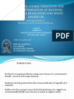 Production, Charecterisation and Process Optimization of Biodiesel From Hevea Brasiliensis and Waste Engine Oil