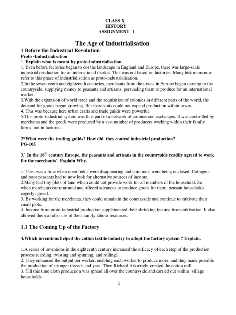 Age of Industrialisation Class 10th Notes PDF Weaving Economies