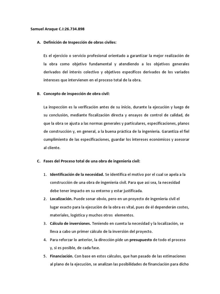 Inspección de Obras Civiles: Proceso y Normas | PDF | Calidad ...