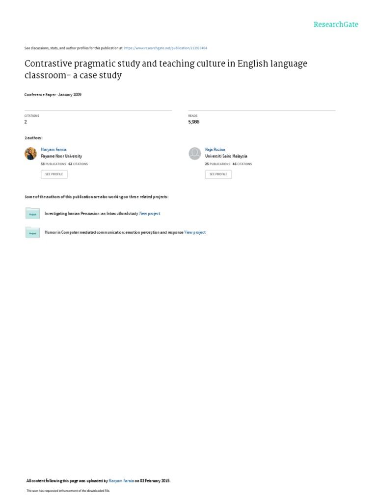Contrastive Pragmatics in EFL Teaching | PDF | Language Education ...