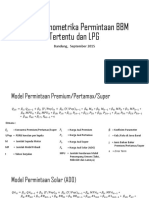 Model Ekonometrika Permintaan BBM Tertentu Dan LPG: Bandung, September 2015