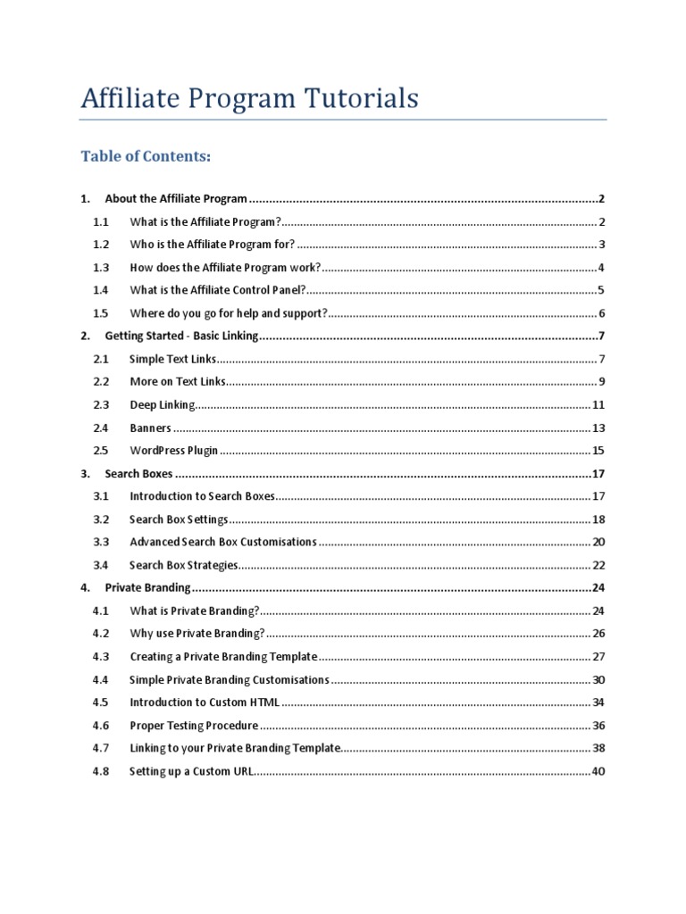 Affiliate Tutorials - Sections 1 To 4 | PDF | Web Page | Affiliate