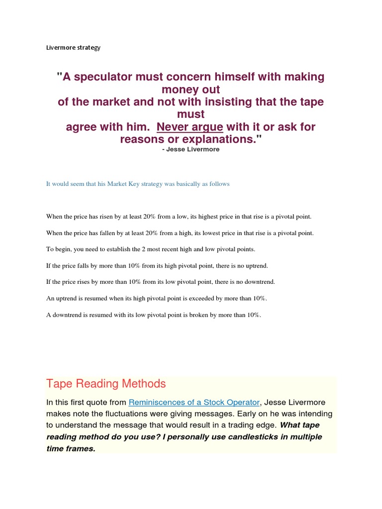 Livermore Strategy PDF Stocks Market (Economics)