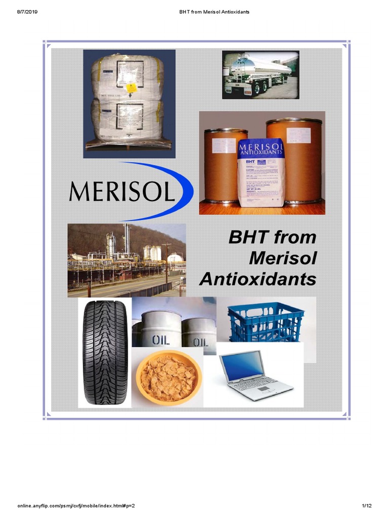 BHT From Merisol Antioxidants | PDF | Business | Technology & Engineering