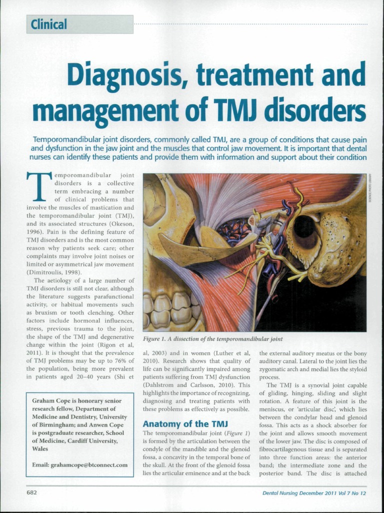 Diagnosis Treatment And Management Of Tmj Disorders Pdf Health