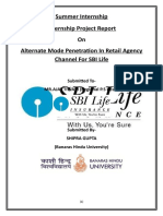 Summer Internship Internship Project Report On Alternate Mode Penetration in Retail Agency Channel For SBI Life