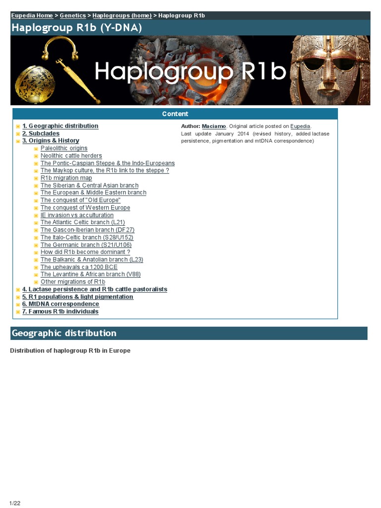 R1b Haplogroup Origins and Migration | PDF | Celts | Anatolia