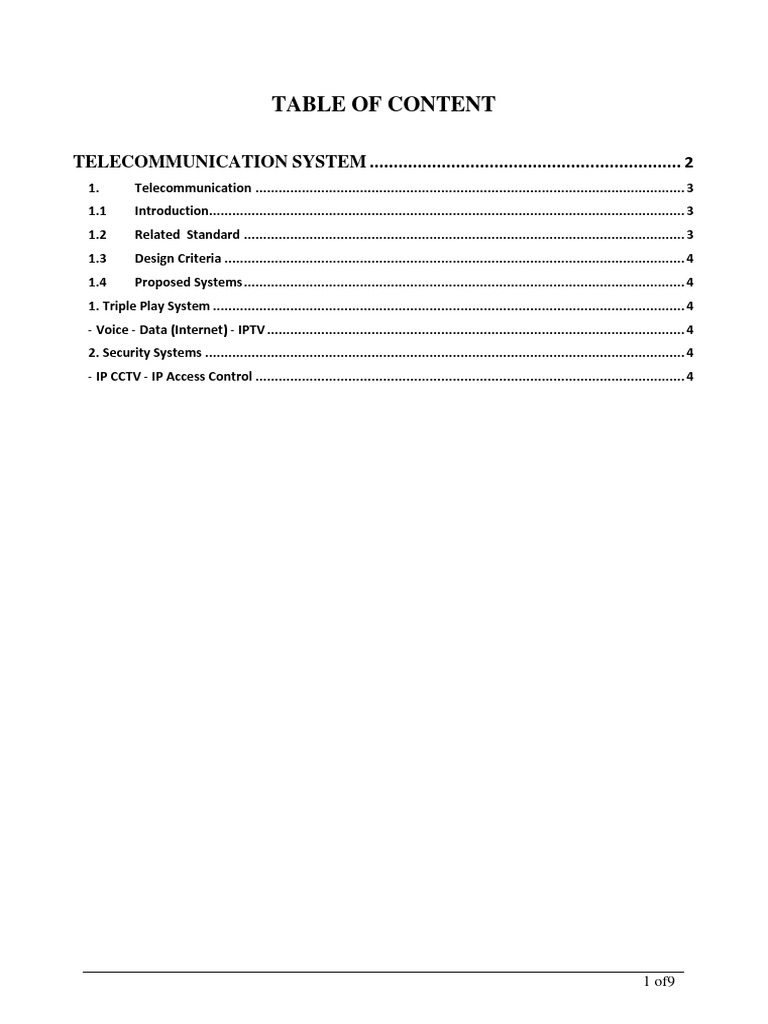 Fiber Optic Telecommunication Infrastructure for Triple Play Services
