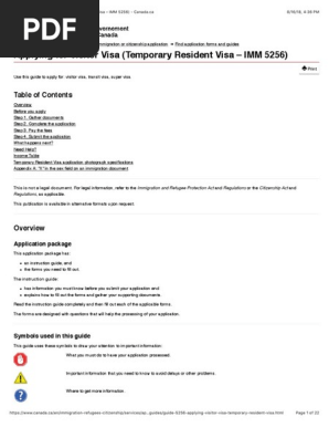 Applying for Visitor Visa Temporary Resident Visa – IMM 5256 Canada.ca
