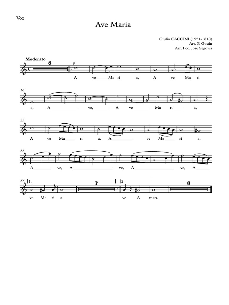 Ave María, Caccini Voz PDF