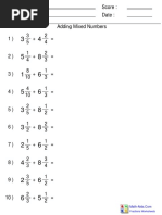 Name: Teacher: Date: Score:: Fractions Worksheets