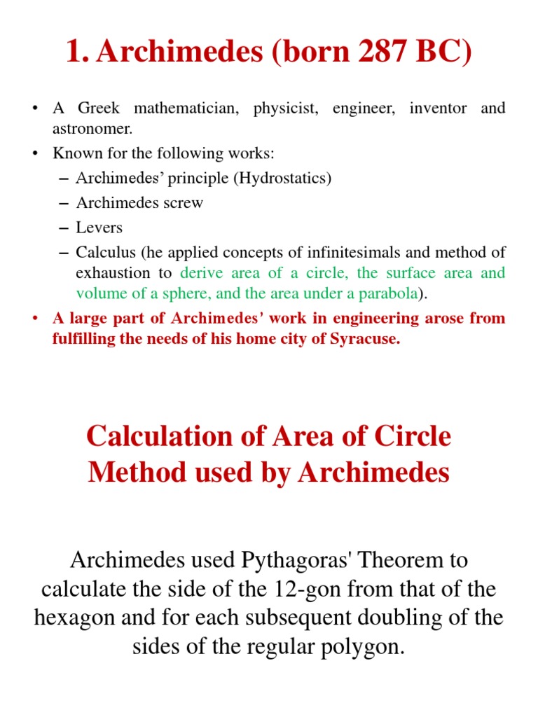 Archimedes (Born 287 BC) | PDF | Area | Circle