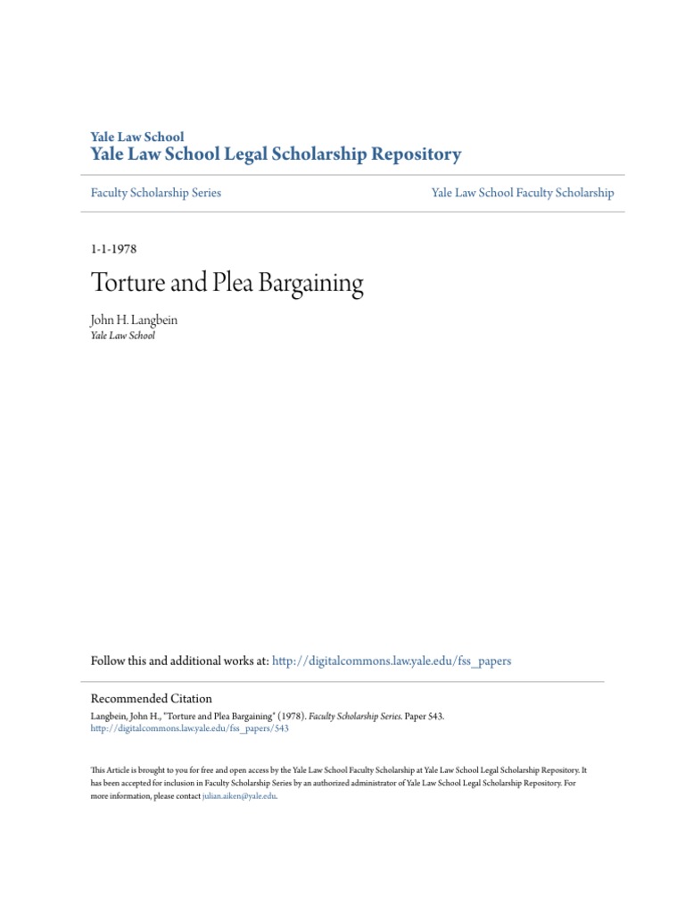 Torture and Plea Bargaining | PDF | Plea | Plea Bargain