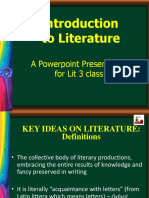 To Literature: A Powerpoint Presentation For Lit 3 Class