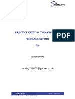 Practice Critical Thinking Test Feedback Report For: Pavan Meka