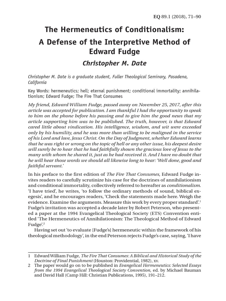 The Hermeneutics of Conditionalism A Def | PDF | Eternal Life ...