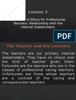 Lesson 3: The Code of Ethics For Professional Teachers: Relationship With The Internal Stakeholders