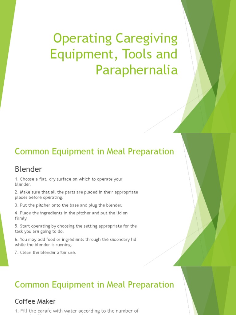 Operating Caregiving Equipment, Tools and Paraphernalia PDF