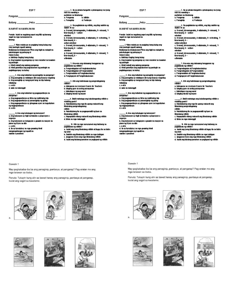 Esp 7 Weekly Test | PDF