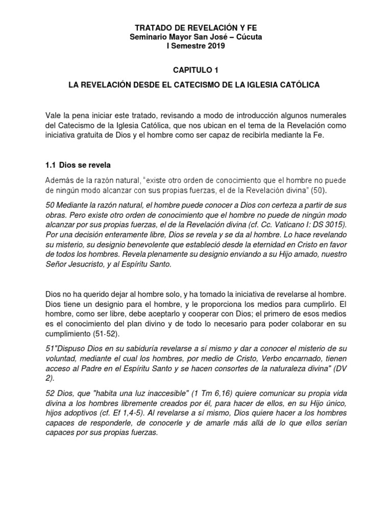 Revelación y Fe en la Iglesia Católica | PDF | Revelación | Fe