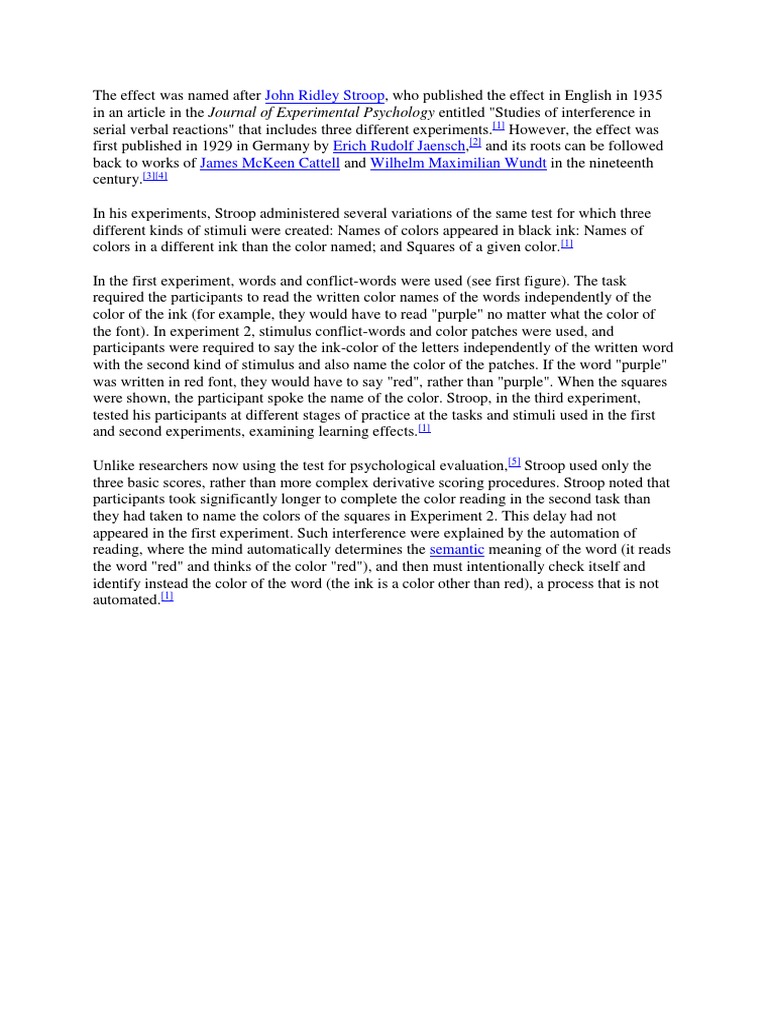 Psychology of Stroop Effect | PDF