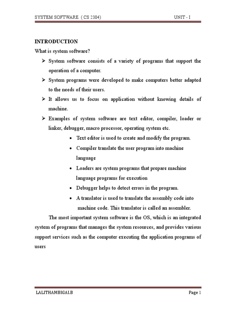 System Software Overview | PDF | Assembly Language | Computer Program