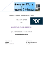 Recruitment and Selection: A Project Report ON